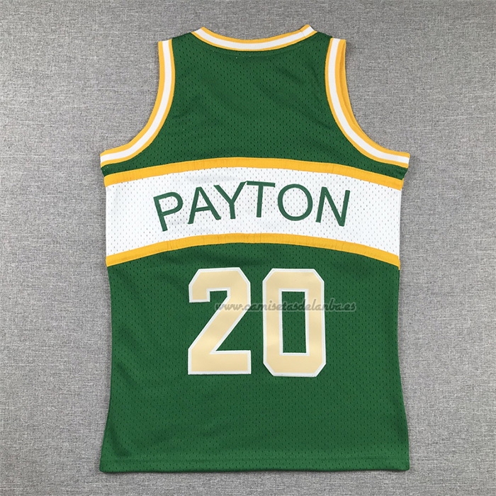 Camiseta Nino Seattle SuperSonics Gary Payton NO 20 Historic Retro Verde